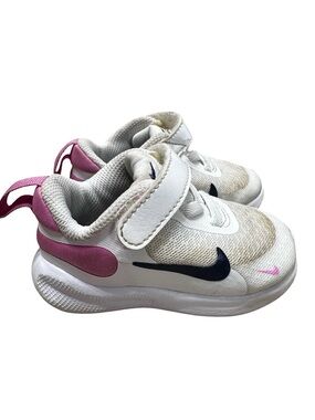 NIKE REVOLUTION 7 TD 'WHITE PLAYFUL PINK NAVY' SIZE 4 Baby Toddler Sneakers